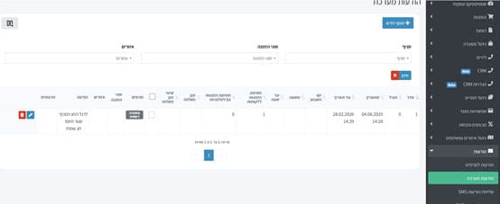 הגדרות שניתן להגדיר בהודעה