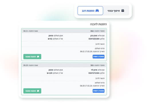 מסך מערכת איסוף מרכב