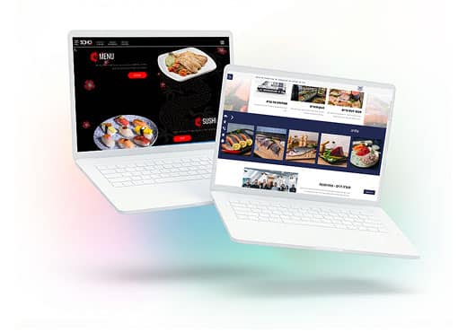 שני לפטופים עם מערכת הזמנות למסעדות